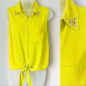 FOREVER 21 | Bright Neon Tie Button Top